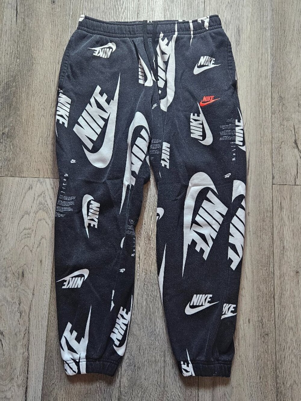 Nike Club Fleece AOP Multi Logo Sweatpants Mens Medium Black All Over Print M